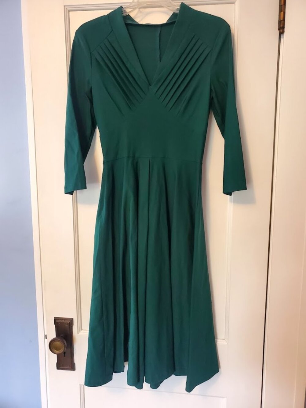 Emerald Green 3/4 Sleeve Vintage Inspired Dress